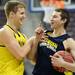 Michigan freshman Max Bielfeldt and freshman Nik Stauskas joke around after Bielfeldt made a second half-court shot during practice at the Palace on Tuesday, March 20, 2013 in Auburn Hills.  Melanie Maxwell I AnnArbor.com
